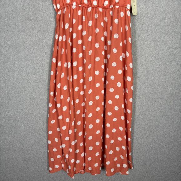 Maison Jules Dress Large Polka Dot Flowy Ruched Halter Resort Cruise Feminine - Picture 4 of 12